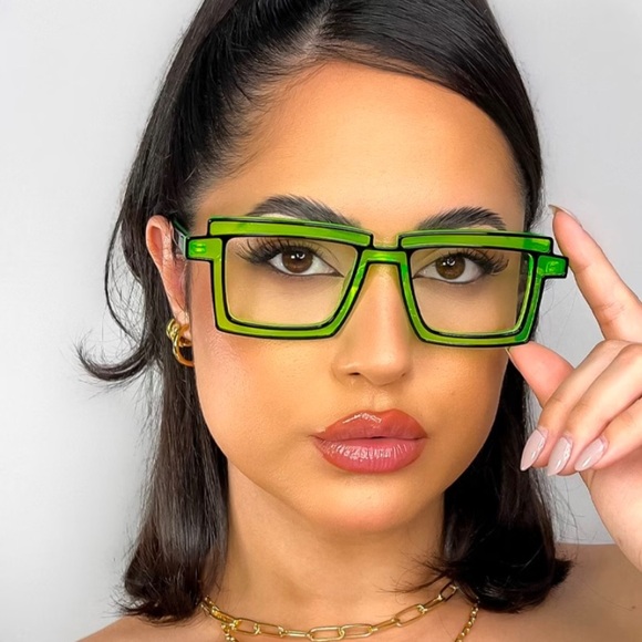 Accessories - Manga Cartoon Anti-blue Light Color block Eyeglasses In Green